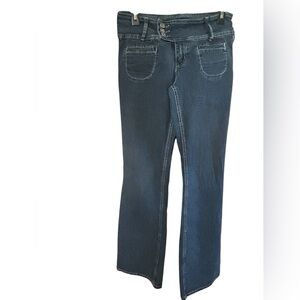 Zanadi Dark Wash Bootcut Jeans Mid Rise Stretch Y2K Indie Sleaze Denim Size 11